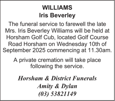 WILLIAMS, Iris Beverley