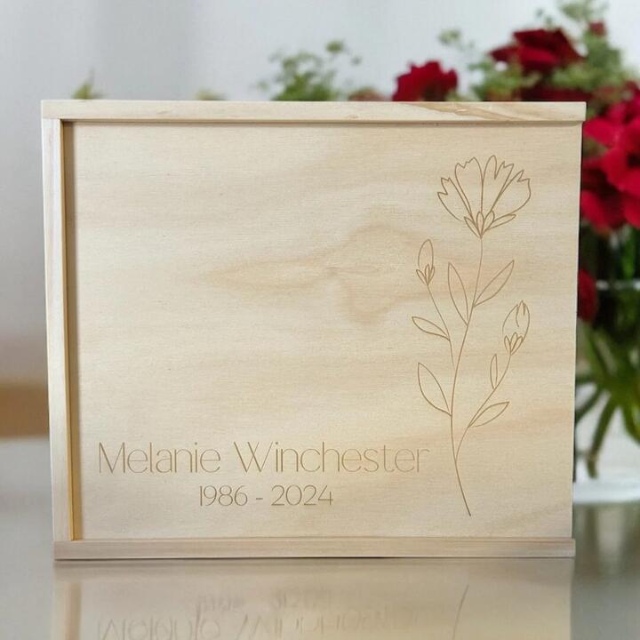 Hold treasured memories close with this beautifully crafted personalised memorial keepsake box.