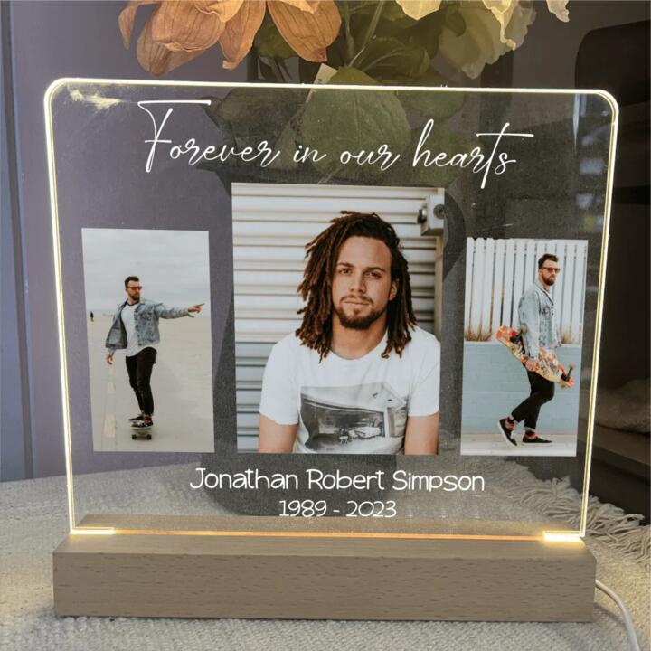 When the world feels quiet, a gentle light can bring comfort. This personalised memorial photo collage...