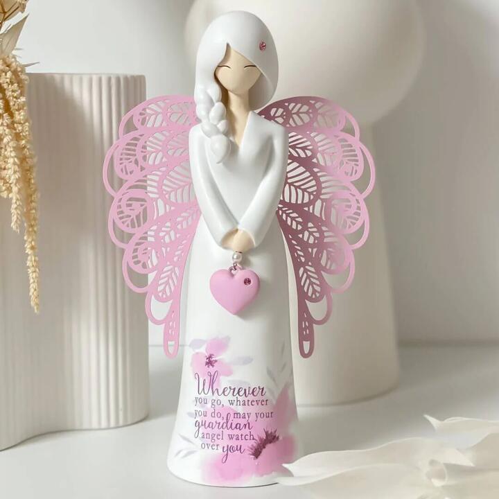 A beautiful guardian angel figurine with pink wings and heartfelt quote. A comforting sympathy or...