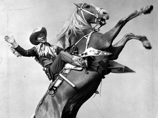 Actor Roy Rogers riding horse Trigger.