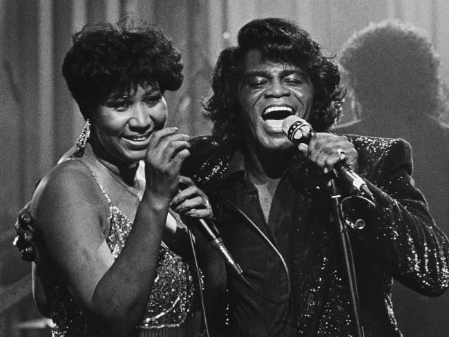 James Brown's final words were delivered with the soul he embodied in life (Pictured with Aretha Franklin in 1987).