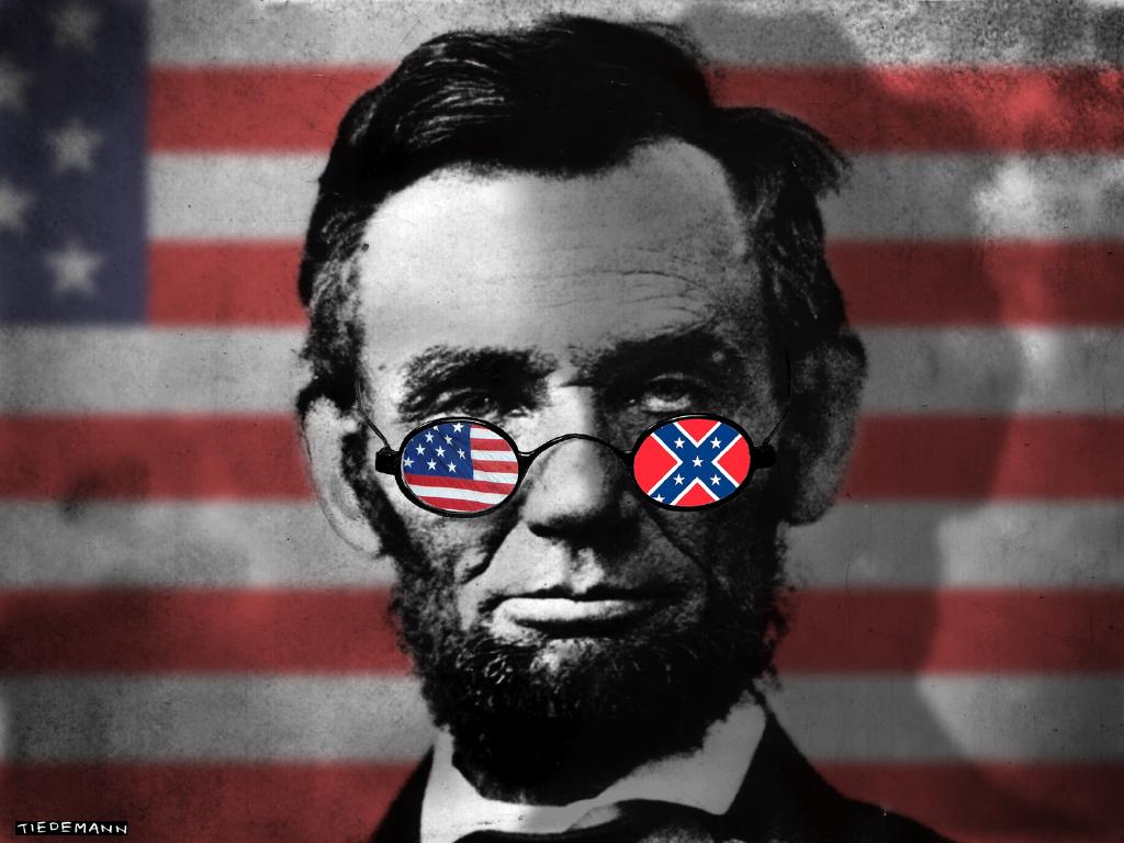 Illustration by John Tiedemann of US President Abraham Lincoln, 16th President of the United States and victor of the first US Civil War.