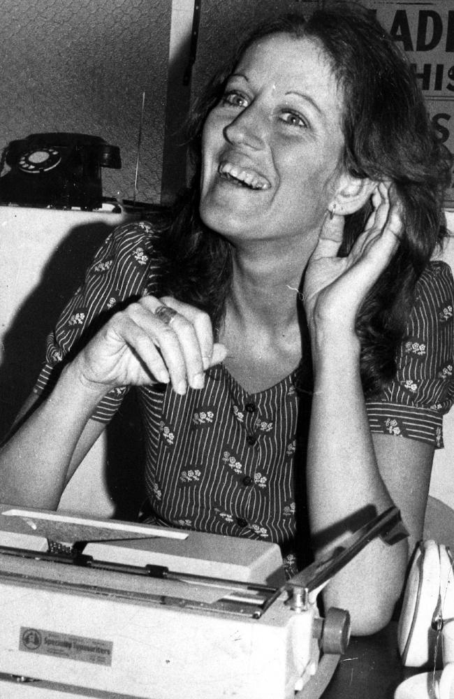 Germaine Greer with her typewriter in 1972.