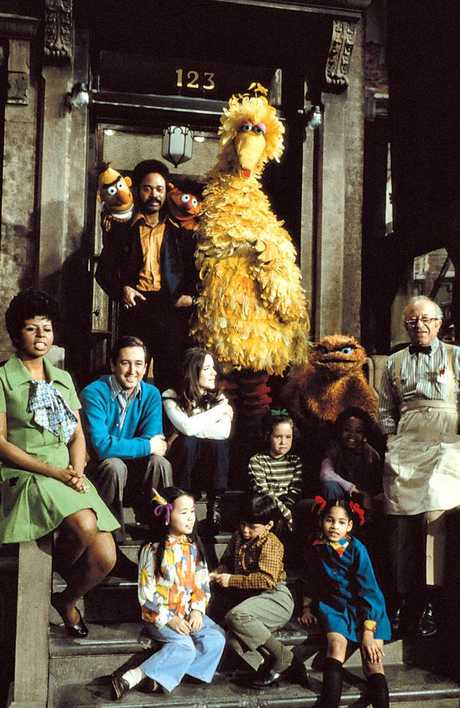 The cast of the first series of Sesame Street, which debuted in 1969.
