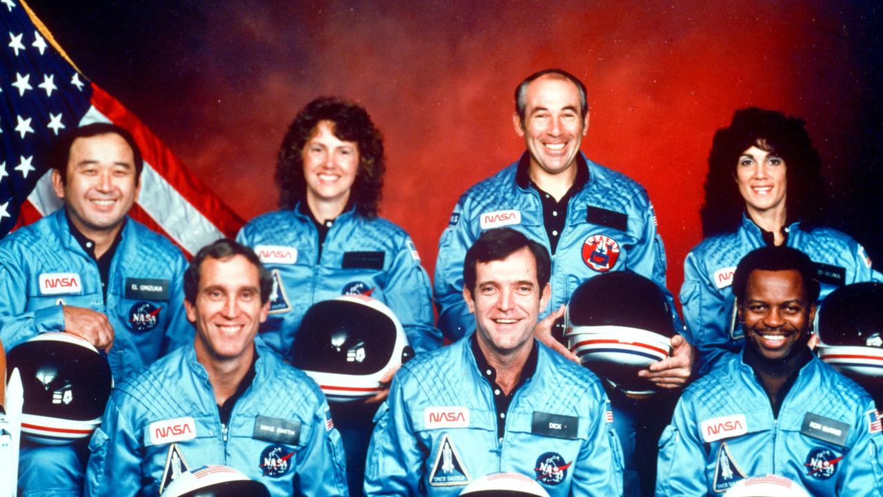 The crew of the space shuttle Challenger (from left) Ellison Onizuka, Mike Smith, Christa McAuliffe, Dick Scobee, Greg Jarvis, Ron McNair and Judy Resnick. Picture: AP Photo/NASA