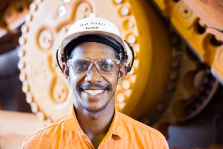 Apprentice diesel mechanic Dale Dhamarrandji at Rio Tinto’s Gove Operations.