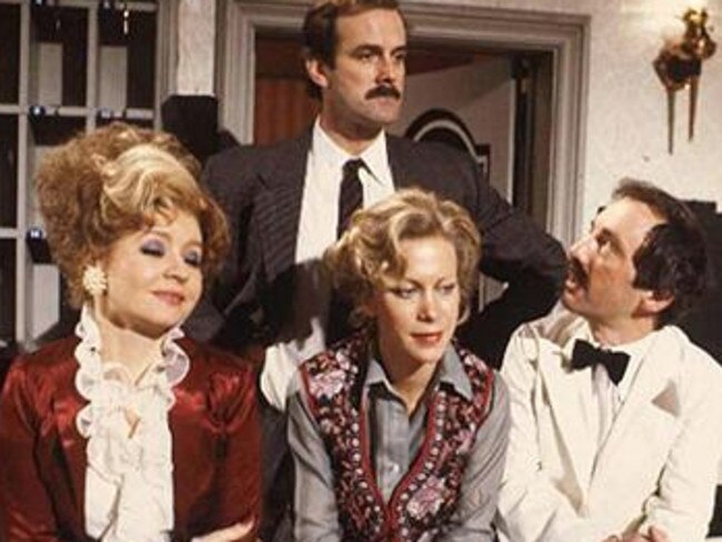 Big hit ... The cast of Fawlty Towers, (L-R) Prunella Scales as Sybil, John Cleese as Basil, Connie Booth as Polly and Andrew Sachs as Manuel. Picture: Supplied