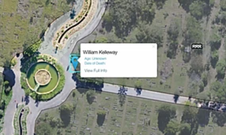 The area in Rookwood General Cemetery where William Kelleway is buried. Photo: Rookwood Cemetery