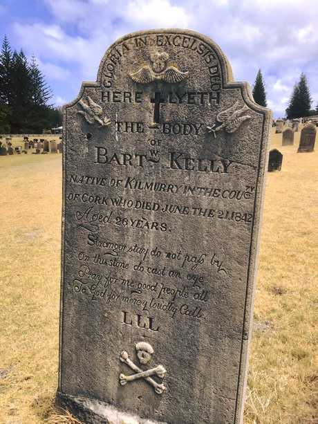 The headstone of Bartholomew Kelly still stands in the cemetery at Norfolk Island. Photo: Noelene Harris, Australian Headstone Images.
