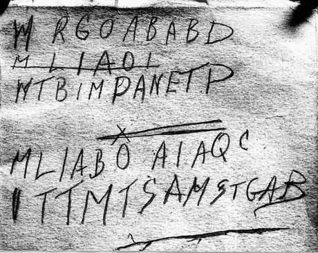 Strange text resembling an encrypted message found at the back of the book possibly owned by the Somerton man. Source: Wikipedia