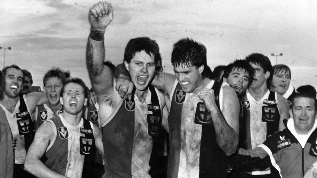 St Kilda Football Club captain Danny Frawley after a win against Geelong in 1988.