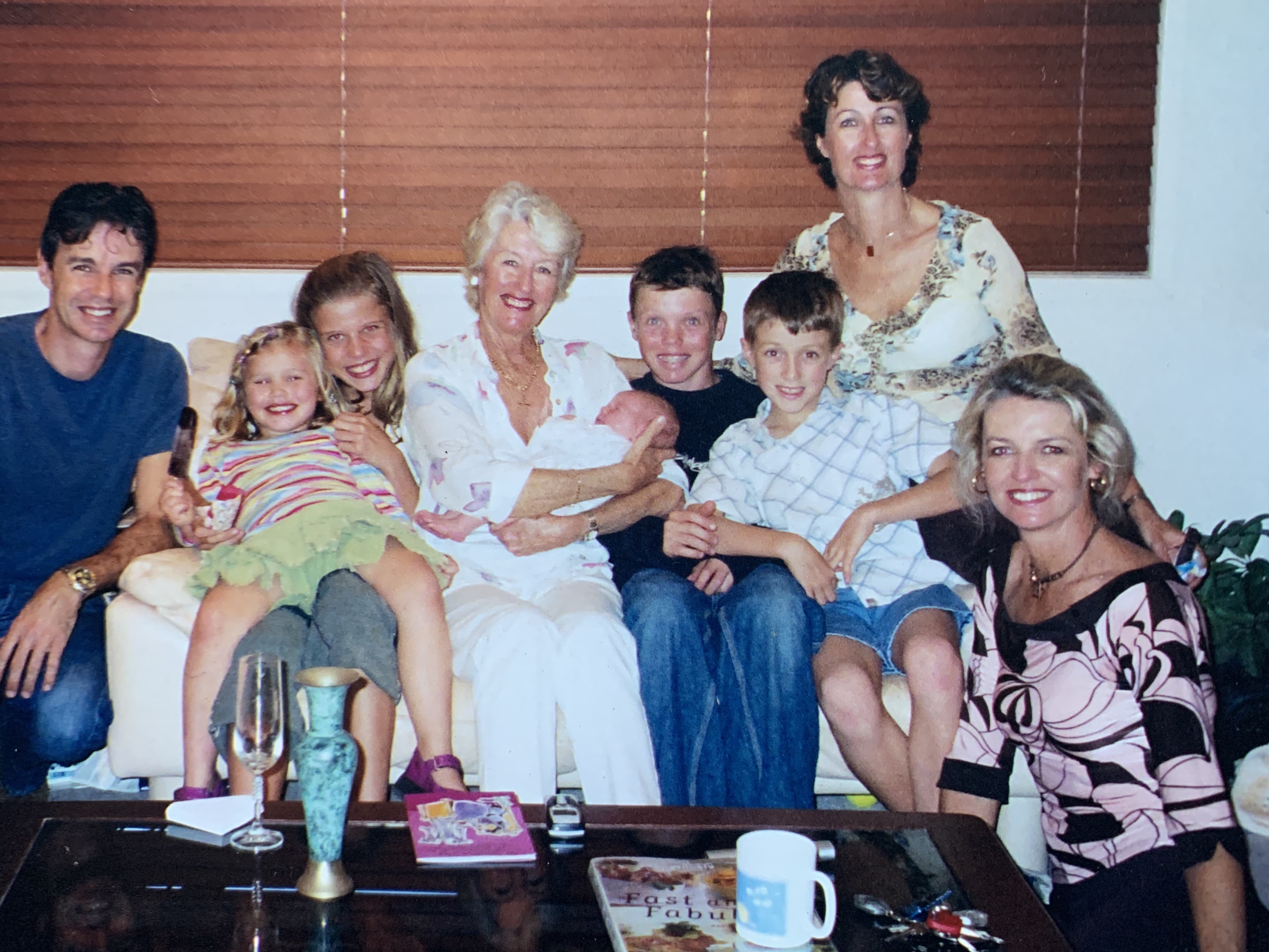 Three generations together - Margaret with her children and grandchildren