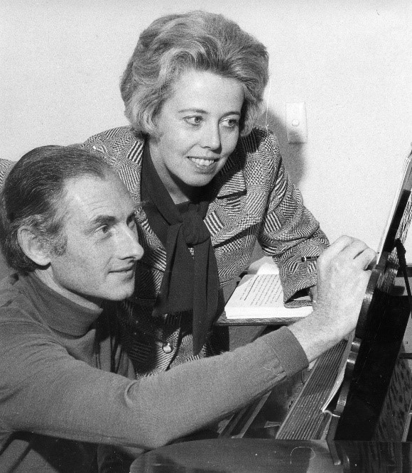 Barbara Ker Wilson and Peter Tahourdin working on Parrot Pie 1970s.