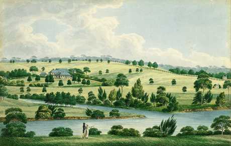 A romanticized painting of Elizabeth Farm by Joseph Lycett. Image: Public domain, via Wikimedia Commons