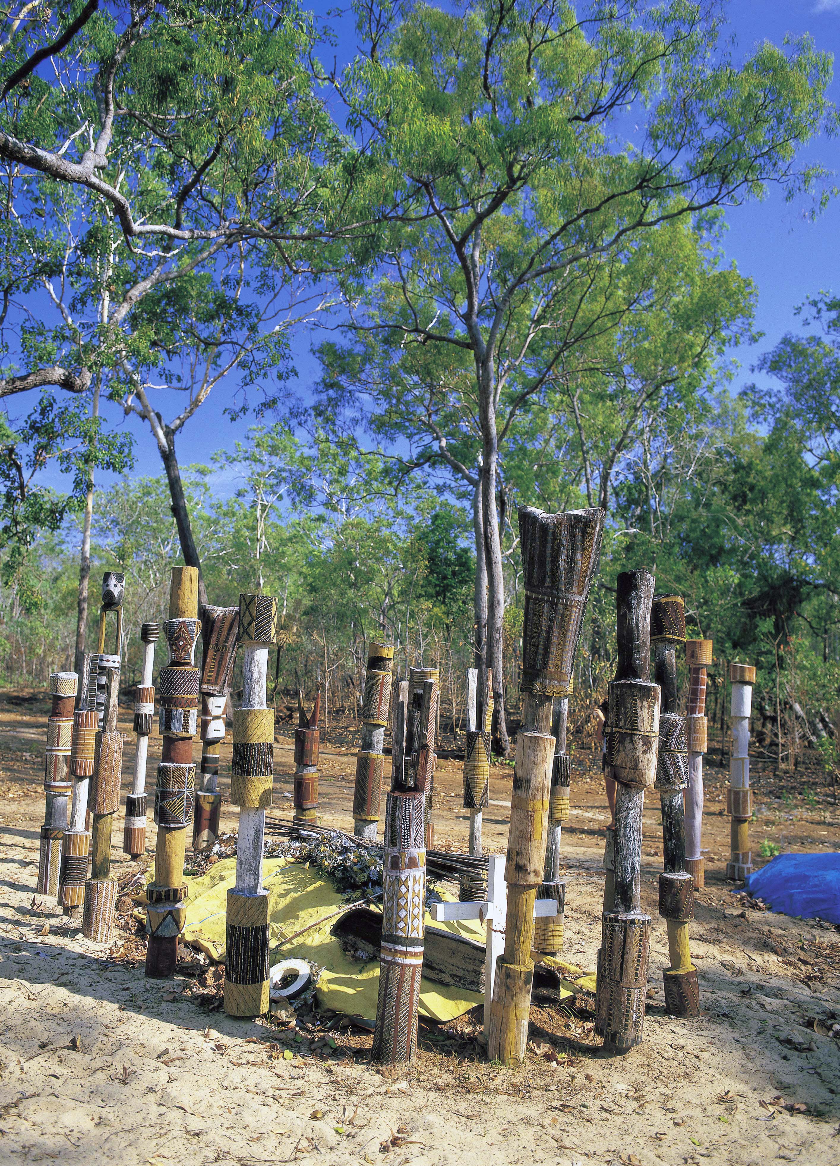 Aboriginal burial site on Melville Island, Northern Territory, Australia