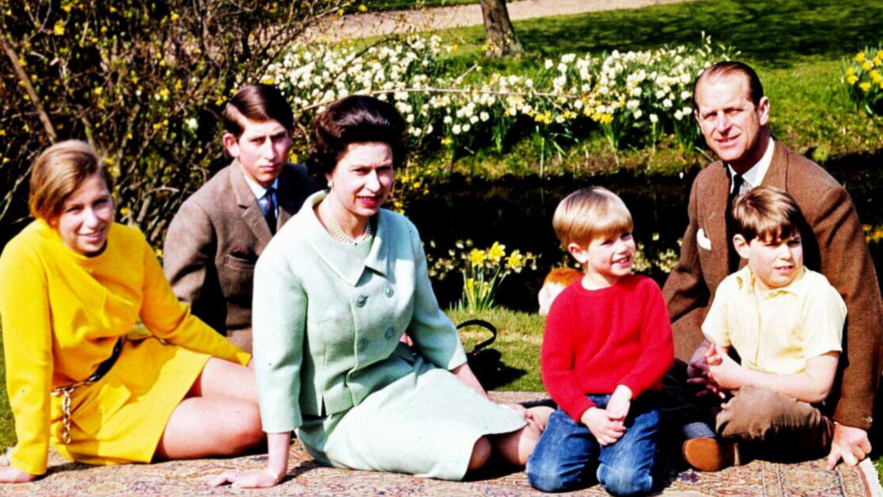 Queen Elizabeth II with her husband Prince Philip, Duke of Edinburgh and their children Princess Anne, Prince Charles, Prince Edward &amp; Prince Andrew in 1968. Picture: Supplied.