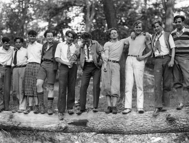 Orson Welles (fourth from left) with classmates at the Todd School for Boys
