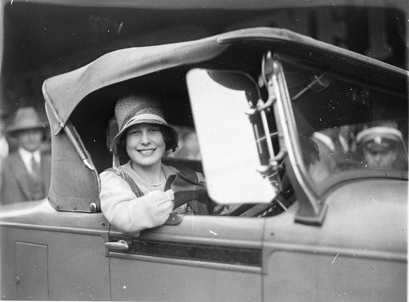Beryl Mills in her new Chrysler convertible. Photo care of State Library of New South Wales.