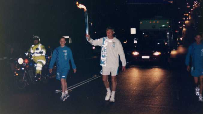 Sydney Gardner Community Torch Bearer at Caloundra during the Sydney 2000 Olympic Torch Relay