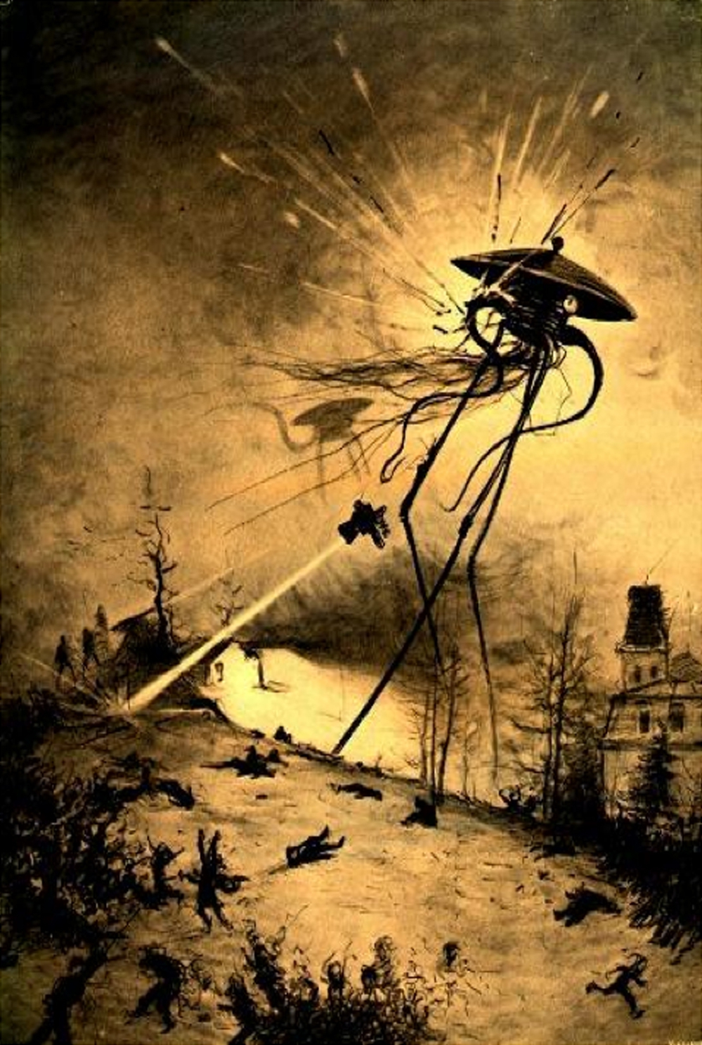 Illustration by Alvim Corréa, from the 1906 French edition of H.G. Wells' "War of the Worlds".
