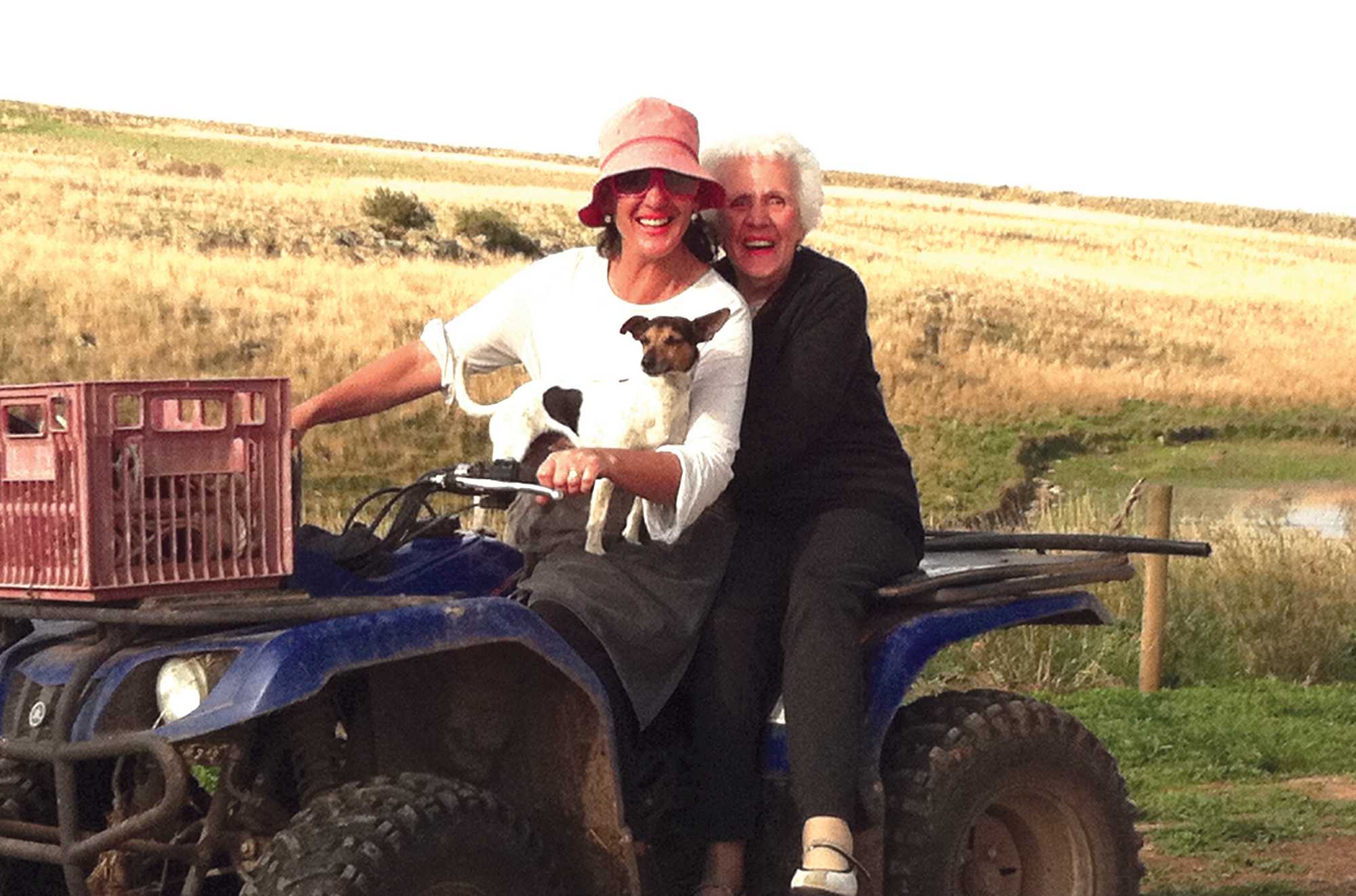 Helen with her daughter Helen on the farm.