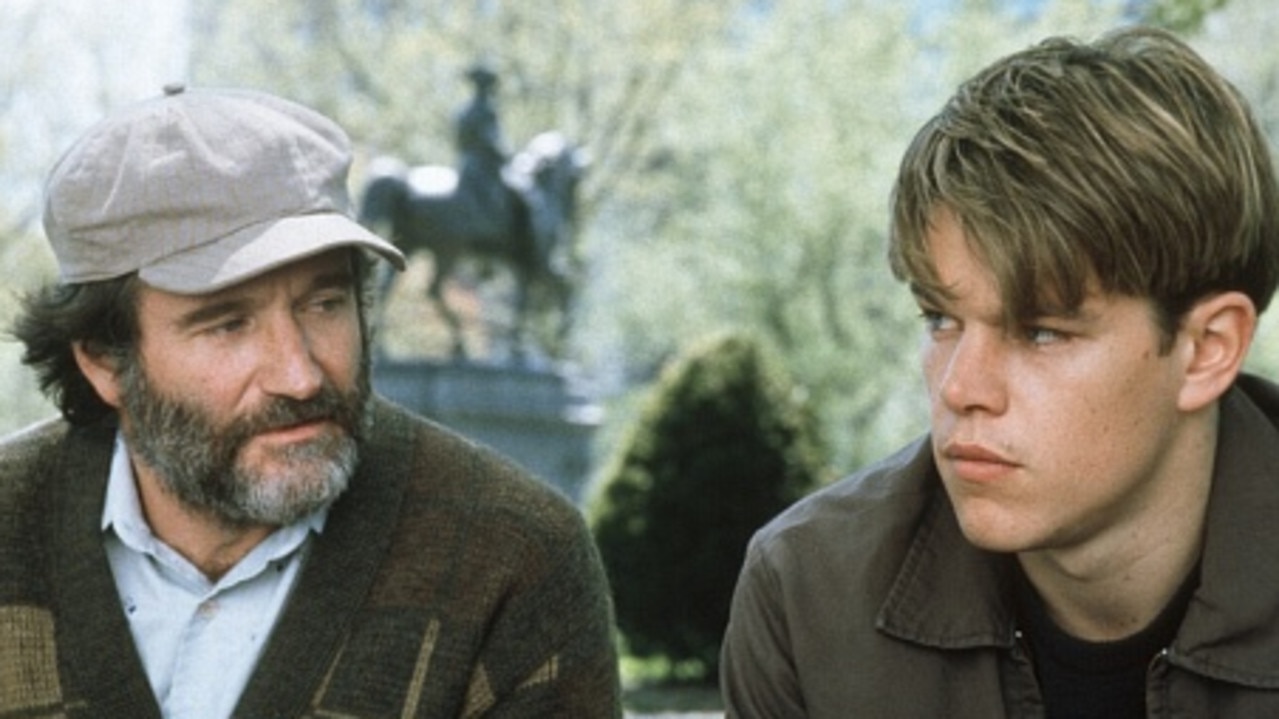 Robin Williams and Matt Damon in a scene from the 1997 film.