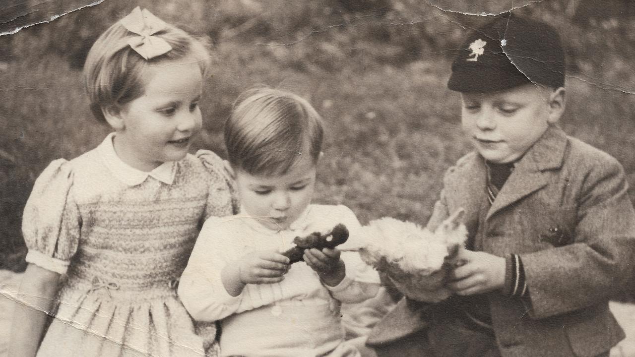 Happy childhood ... Noela Withington in 1948 with her young brothers Peter and Barry.