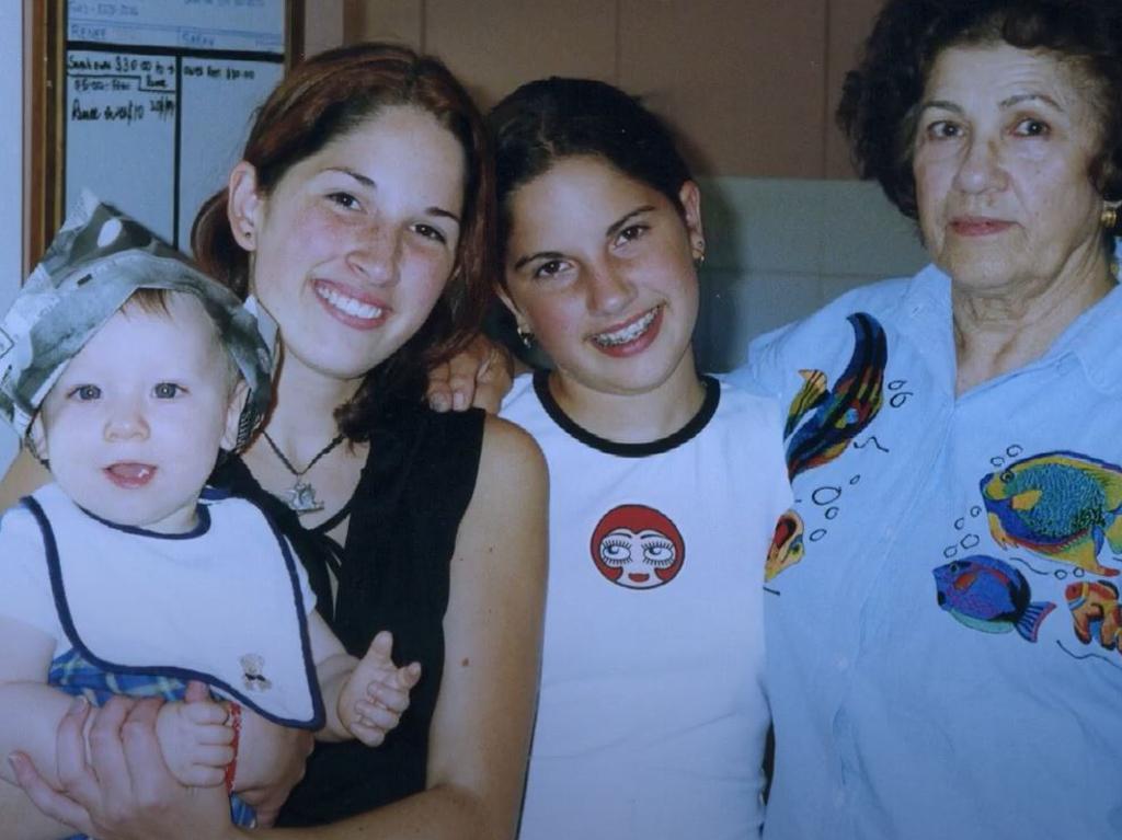 Therese Collette pictured with three of her grandchildren in 2000: From left, Jordan, Sarah and Renee Collette.