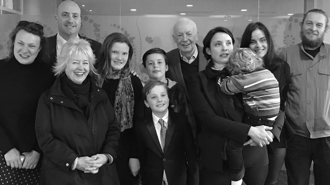 “Always with us” … Jacqui Wiegard pictured with her husband Leon, children Bianca, Leon and Angela and grandchildren Amelie, Ruchi, Henry and Saatchi.