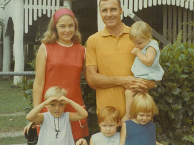 Rom and Val Hayes with their four eldest children. After his posting from Wagga to Albury in 1981, Rom considered the disruption that moving towns and schools was causing the family, and decided to serve his next postings, in Melbourne and Adelaide, alone while Val and the children stayed in Albury.  