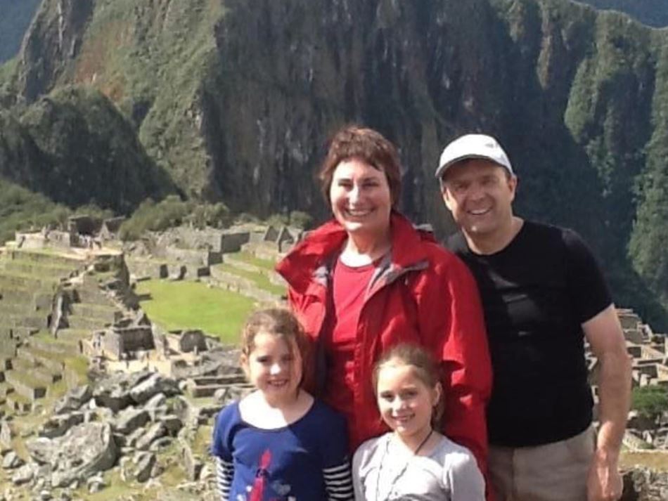 Andrew Gysberts and Maryanne Balanzategui with their daughters Eliza and Molly in Machu Picchu.
