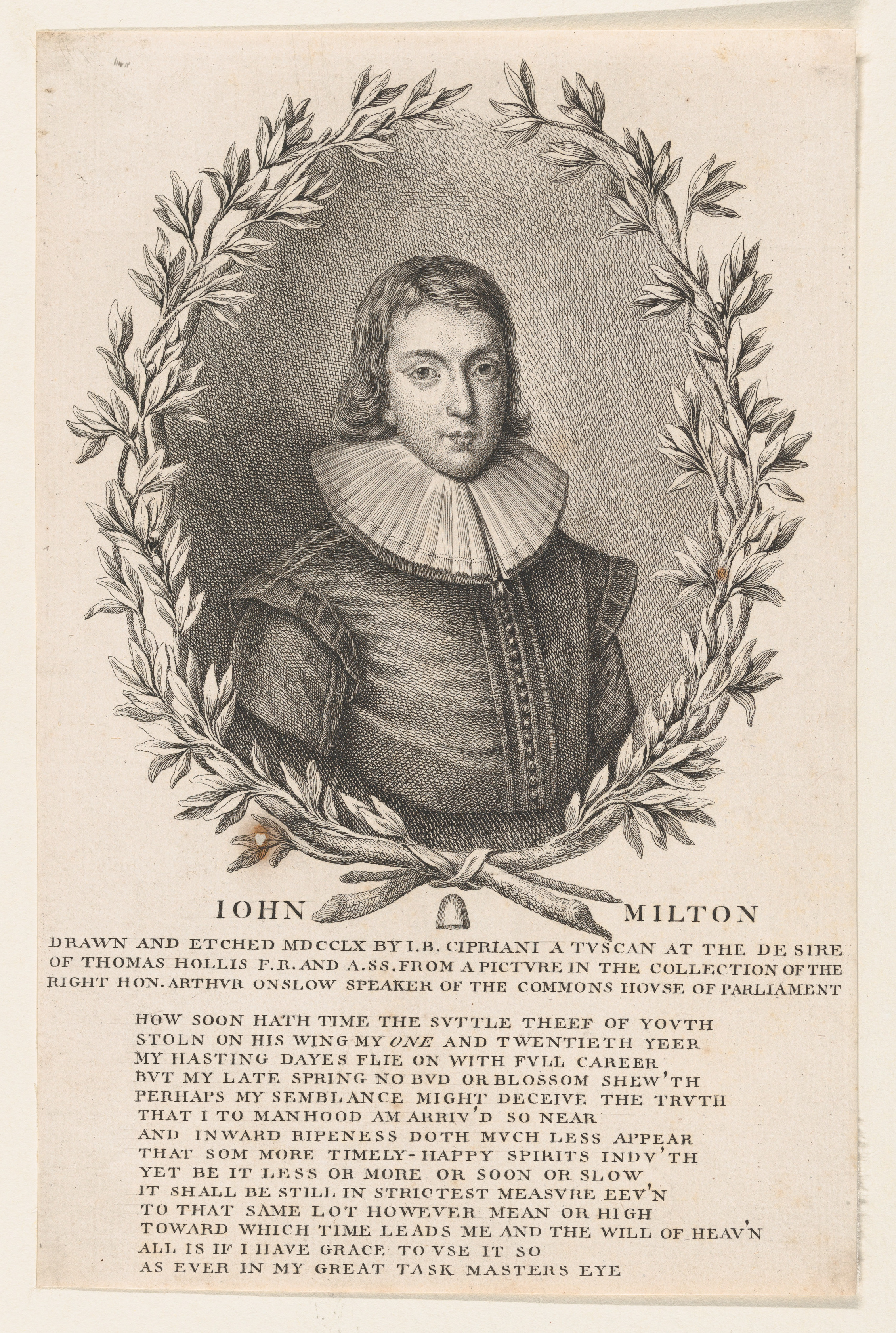 John Milton, print, Giovanni Battista Cipriani (MET, 24.63.407)