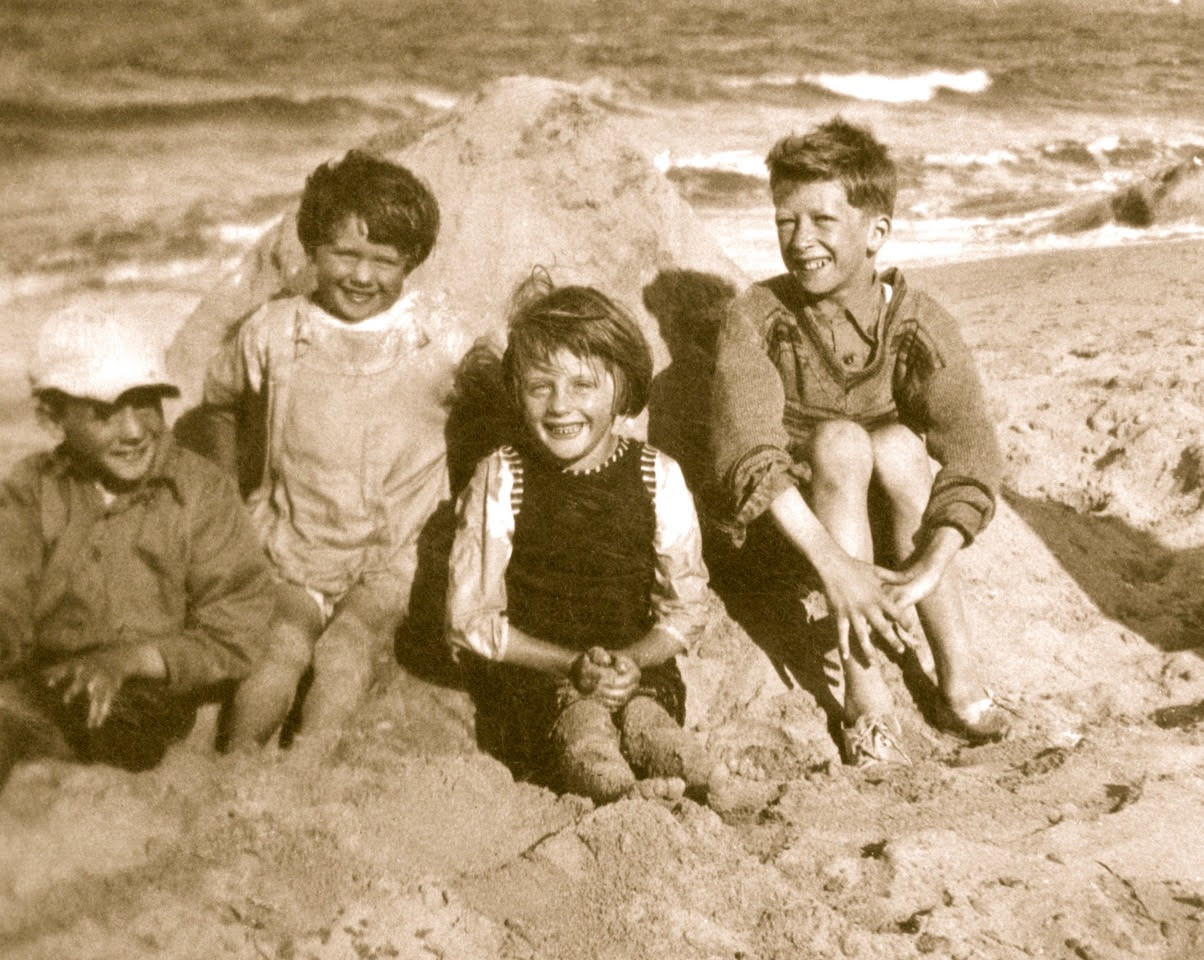 The Firth children on the beach at Bridport, c. 1930. From left: Marsh, Betty, Jean, Keith