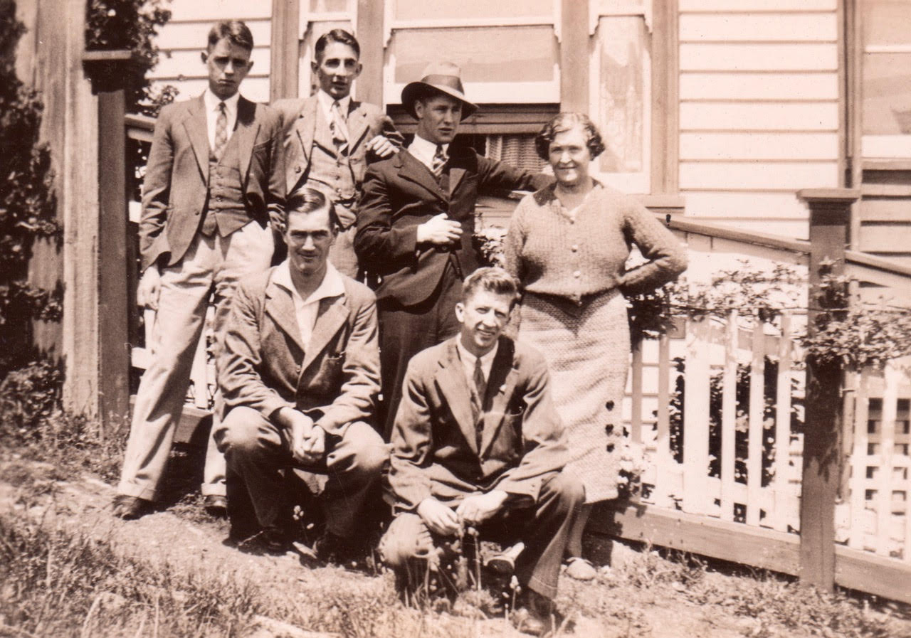 Keith (kneeling at right), in his Teachers’ College Days when boarding in Hobart, c. 1935
N.B. If anyone knows the names of any other people in this photo, please contact John as per the contact details below