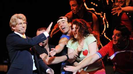 David Wenham plays Jerry Springer during a scene from Jerry Springer The Opera at the Sydney Opera House in, 2009. (AAP Image/Dean Lewins) NO ARCHIVING