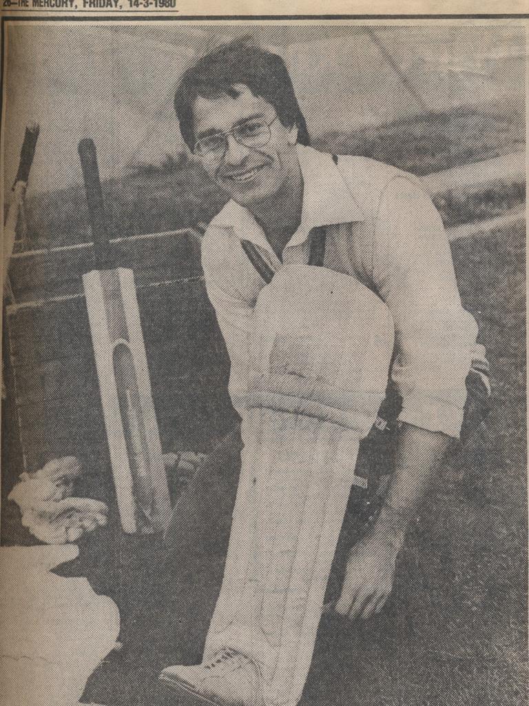 The Mercury, 1980: University opening batsman Richard Jackett gets set for a TCA match against Kingborough at Kingston.