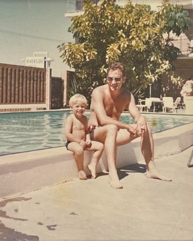 Craig and Stuart poolside Perth, 1974.