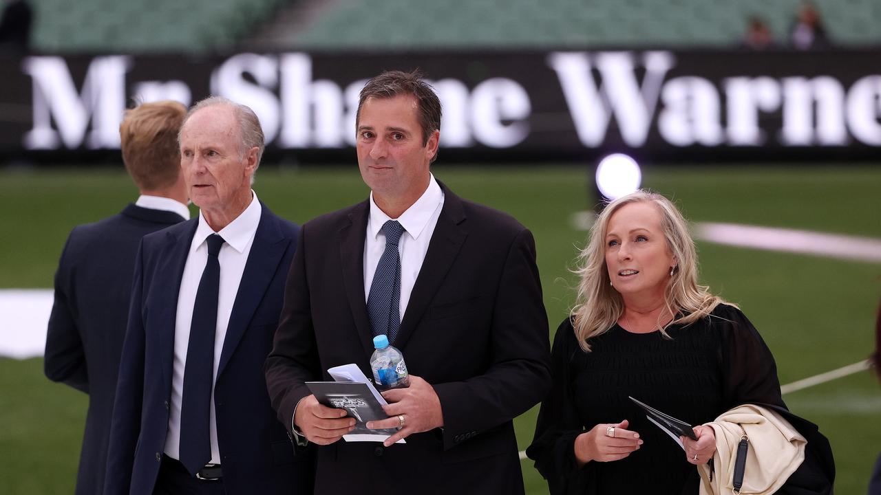 State Memorial Service for Shane Warne at the MCG. Keith and Jason Warne. Picture: Mark Stewart.