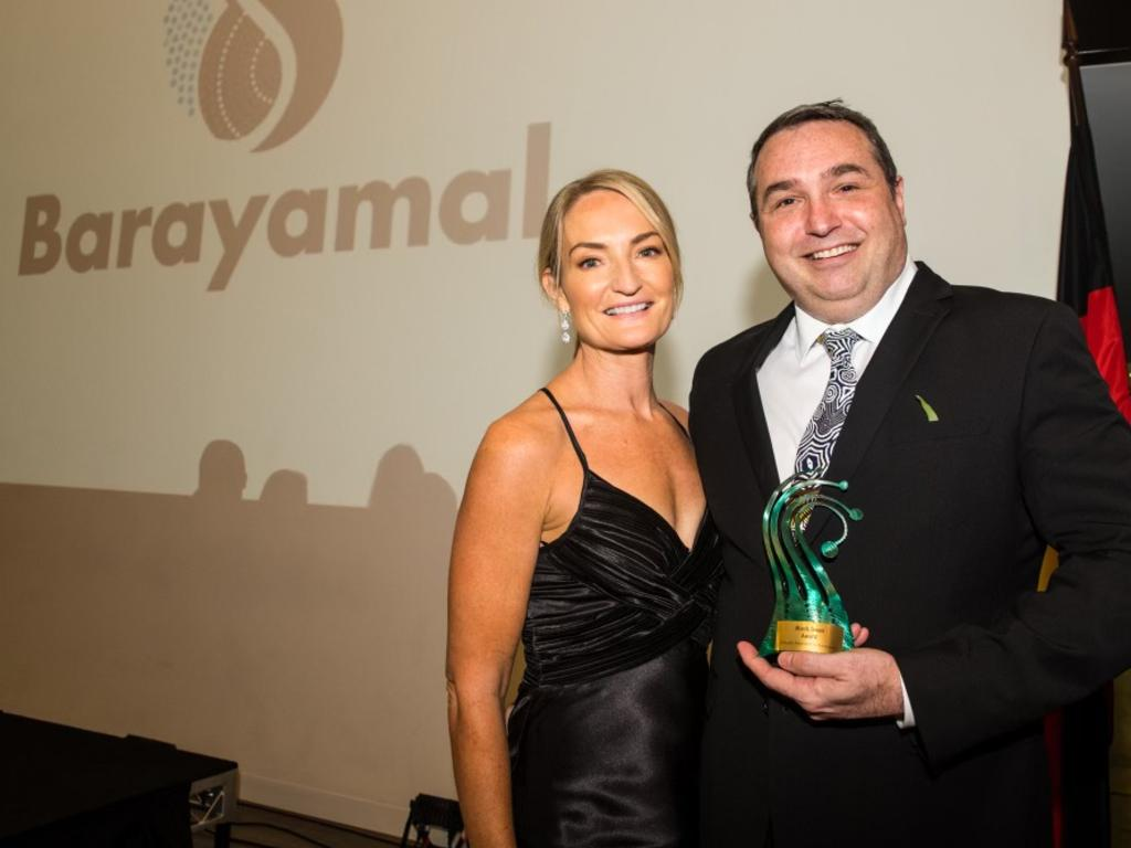 In 2019, Stewart Stacey won the Barayamal Black Swan Award for the Best Up And Coming First Nations entrepreneur. He’s pictured at the awards with his wife Carmen.