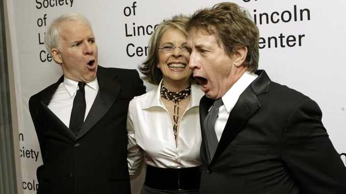 Keaton with her Father of the Bride co-stars Steve Martin (left) and Martin Short (right) in 2007